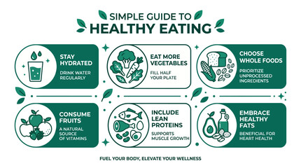 Naklejka premium Healthy eating infographic with icons.