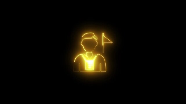 Glowing neon user profile with flag animation for digital interface