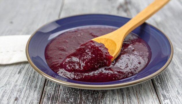 Fresh strawberry jam spread on toasted bread slice.