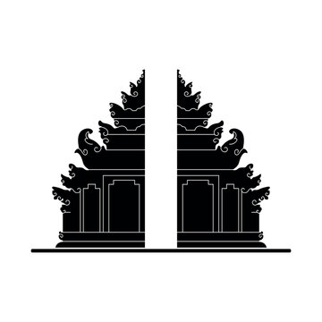 silhouette of a balinese gateway