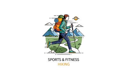 Fototapeta premium Man Hiking With Backpack Outdoors.