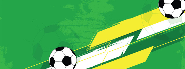 Abstract Football Banner Template, Vector Soccer Field Textured Background with Brush Strokes © Trivic