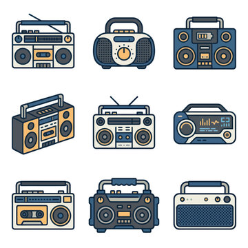 Retro Boombox Stereo Radios.