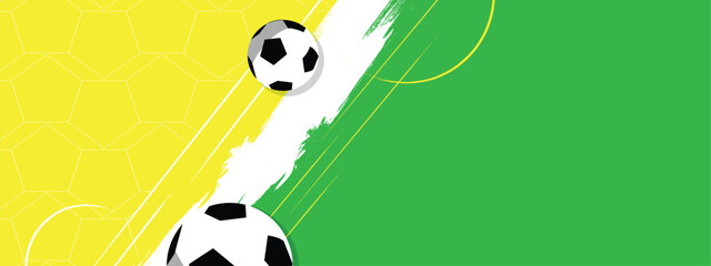 Abstract Football Banner Template, Vector Soccer Field Textured Background with Brush Strokes © Trivic