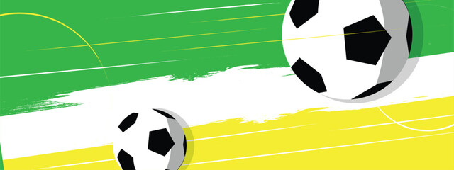 Abstract Football Banner Template, Vector Soccer Field Textured Background with Brush Strokes © Trivic