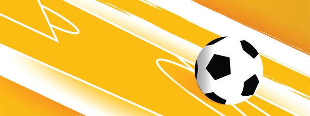 Soccer Field Banner Layout, Vector Football Pitch Background for Tournament Promotion © Trivic