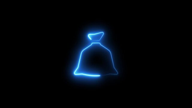 Neon money bag animation: financial growth and savings concept