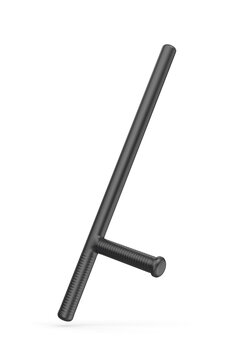 Police side-handle baton on white background