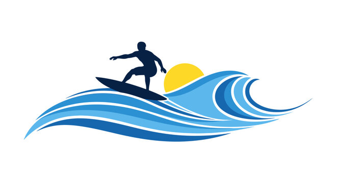 Man surfing on ocean wave board.
