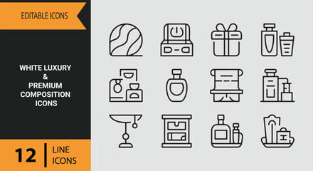 Naklejka premium White Luxury and Premium Composition Icons for High End Jewelry Marketing Elegant Product Showcase