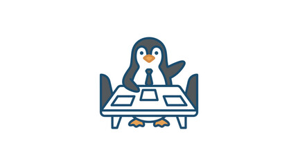 Penguin sitting at a desk. © David
