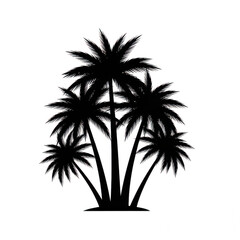 Obraz premium Silhouette illustration of three tropical palm trees in group