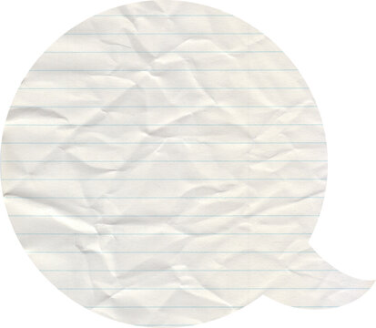 Crumpled Lined Paper Speech Bubble Icon Message Circle Notebook Page Texture Wrinkled Paper Chat Cloud Illustration Blank Social Media Communication Element