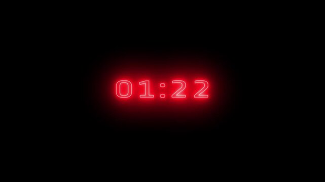1 minute 30 secounds stopwatch , analog neon clock icon animation .1 minute thirty secounds countdown timer