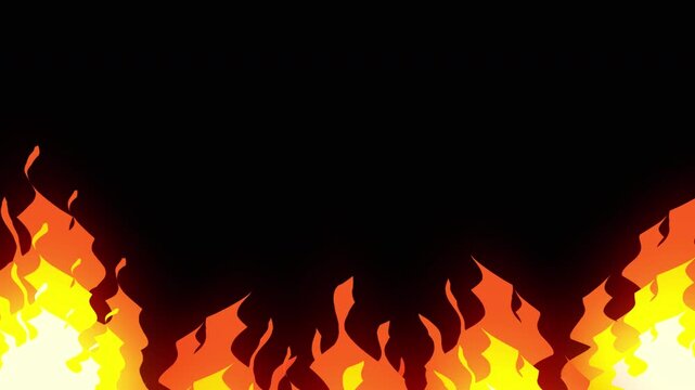 Animation motion 2d  cartoon fire flame and burning with transparent black background and alpha channel only 4k, suitable vfx stock  and motion graphics.