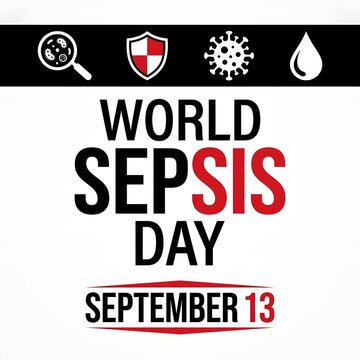 World sepsis day awareness campaign september 13th medical illustration with pathogen icons