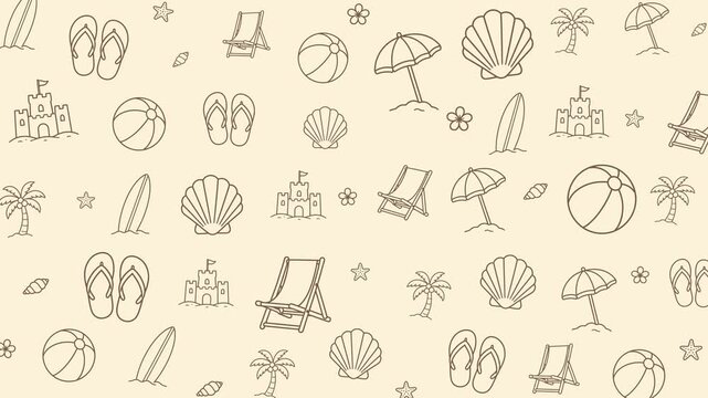 Beach Vacation Seamless Pattern With Summer Icons