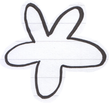 Hand drawn star flower doodle sketch on lined notebook paper black ink outline minimal drawing for scrapbooking and school projects