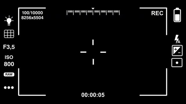 Digital Camera Viewfinder Interface Recording Overlay Screen.