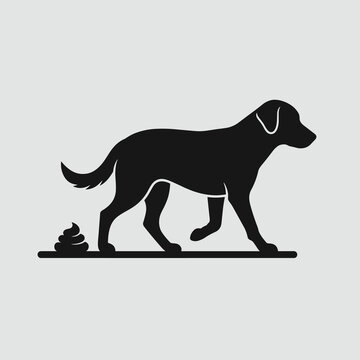 Black Silhouette Icon of a Dog Leaving Waste on the Ground for Pet Owner Cleanup Responsibility and Public Hygiene Awareness