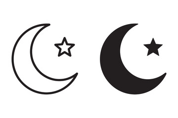 Crescent moon and star icons Vector, illustration © Jrdesign0