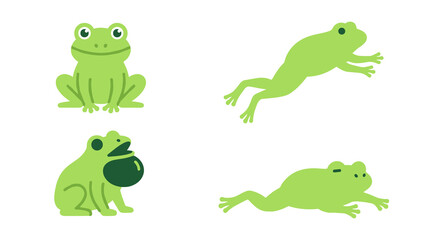 Obraz premium Green Frogs Sitting Jumping.
