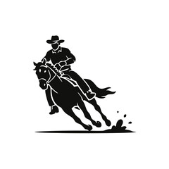 Fototapeta premium Cowboy Turning Horse Silhouette Vector Illustration