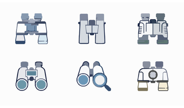 Premium Binoculars Icon Collection Vector with Vision Search and Optical Symbols
