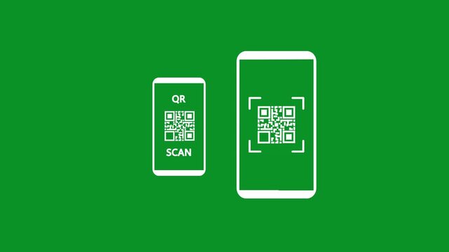 Mobile phone QR code scanner animation. Minimalist motion graphic animation showing a smartphone scanning a QR code with a scanning bar indicator.