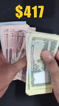 Cash Money Counting Close Up animation. Hands Counting Bangladeshi Banknotes. A close-up video of hands counting Bangladeshi currency notes