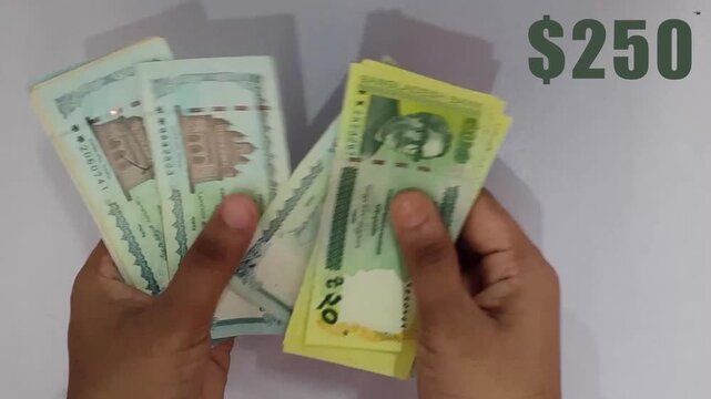 Cash Money Counting Close Up animation. Hands Counting Bangladeshi Banknotes. A close-up video of hands counting Bangladeshi currency notes