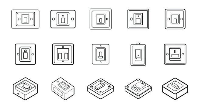 Collection of various light switch and electrical outlet designs