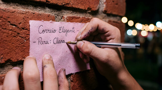 Writing a Romantic Love Note for Correio Elegante Tradition at Brazilian June Festival