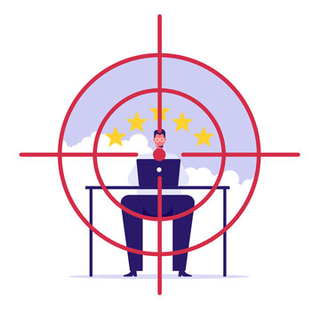 Human resources finding the right candidate for job vacancy concept, Talent recruiting, head hunter or HR, businessman working inside scope symbol