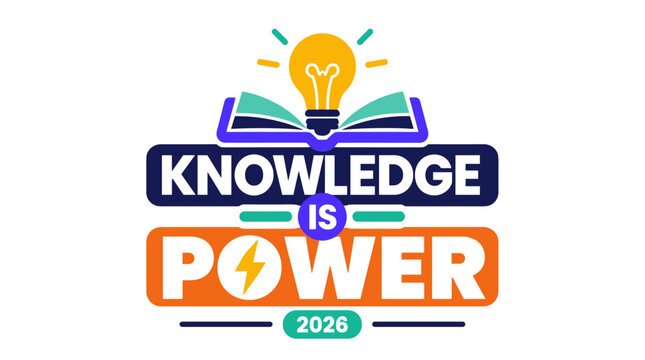 Knowledge Is Power Theme Illustration With Open Books And Light Bulb.