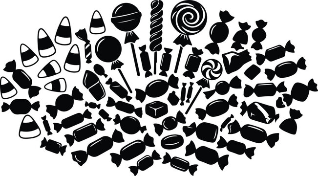 Black and white candy icons
