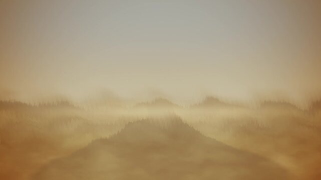 Wavy Heat Haze Distortion Over Silhouetted Trees in Desert Landscape