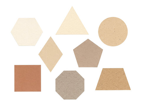 Collection of Geometric Shapes Cutouts on White Background