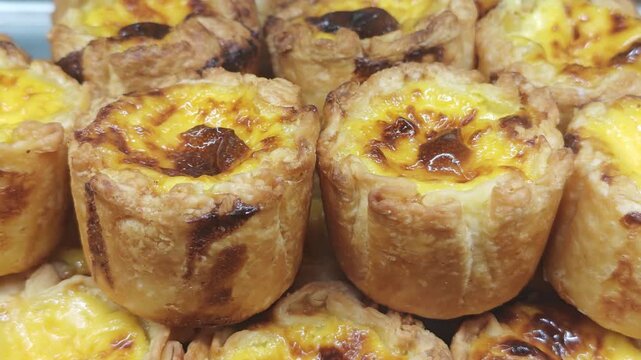 Egg tarts (Shuraz egg) in a display case