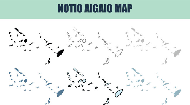 Notio Aigaio Islands map collection with different styles and a clean background