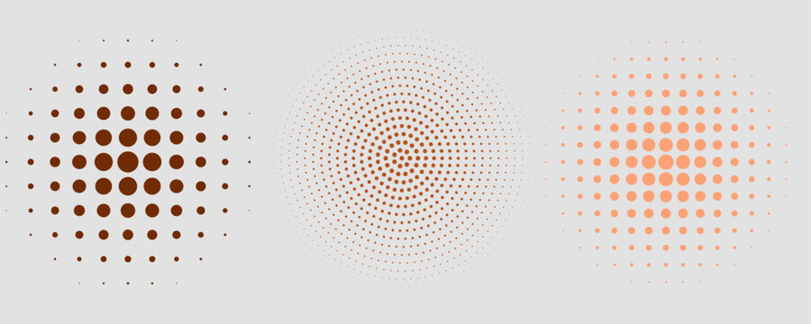 Set of halftone circles. Vector illustration.