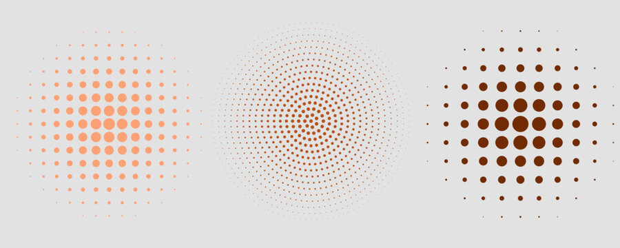 Set of halftone circles. Vector illustration.