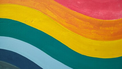 Bright artistic wall mural featuring colorful wave patterns and texture © MDJAHIDHASAN