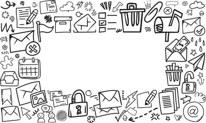Obraz premium Email Marketing Communication Horizontal Frame Doodle Outline Icon