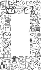 Fototapeta premium Email Marketing Communication Vertical Frame Doodle Outline Icon
