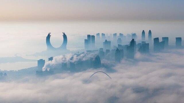 Qatar Lusail Marina on a Foggy Day