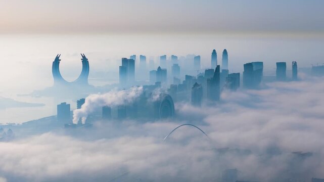 Qatar Lusail Marina on a Foggy Day