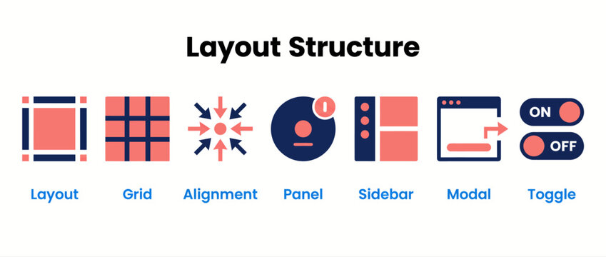 Layout structure icons set for web and app ui design