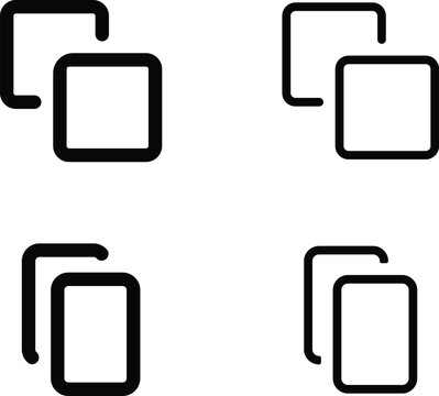 copy paste icon set modern overlapping square outline symbols isolated on white background
