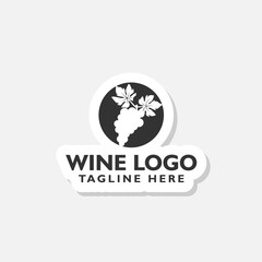 Fototapeta premium Wine grape logo sticker isolated on gray background